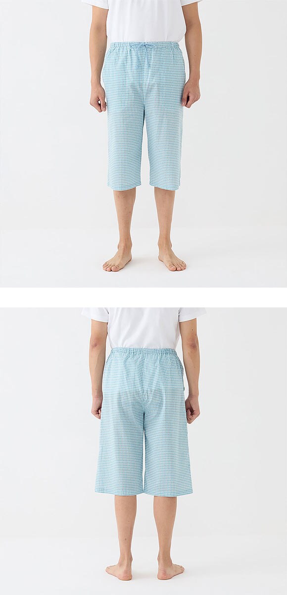 グンゼ アセドロン ギンガムチェック 6分丈 パンツ メンズ パジャマ GUNZE