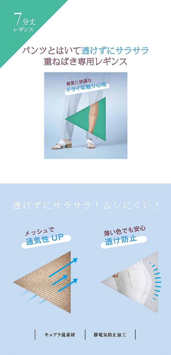 グンゼ Tuche パンツの下でもすべりがよい重ねばき専用レギンス ペチレギ 7分丈 サマータイプ レディース GUNZE トゥシェ