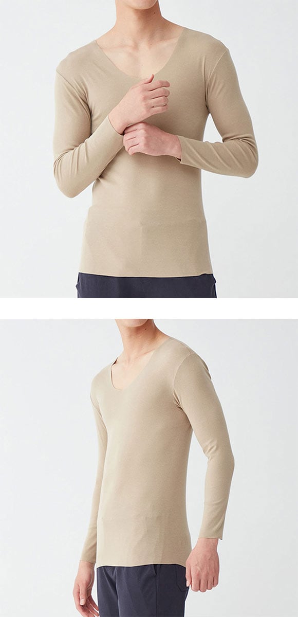 グンゼ YG NextRA+ カットオフ Vネック ロングスリーブシャツ メンズ 発熱綿 インナー GUNZE ワイジー ネクストラ