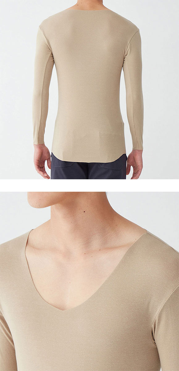グンゼ YG NextRA+ カットオフ Vネック ロングスリーブシャツ メンズ 発熱綿 インナー GUNZE ワイジー ネクストラ