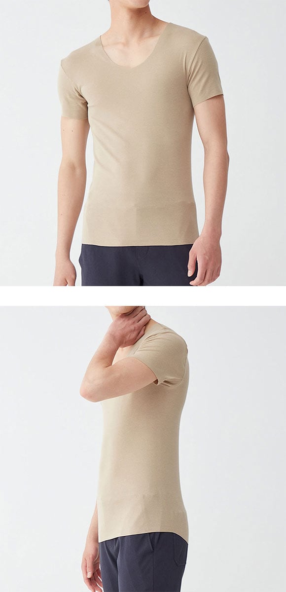 グンゼ YG NextRA+ カットオフ Vネック Tシャツ メンズ 発熱綿 インナー 半袖 GUNZE ワイジー ネクストラ