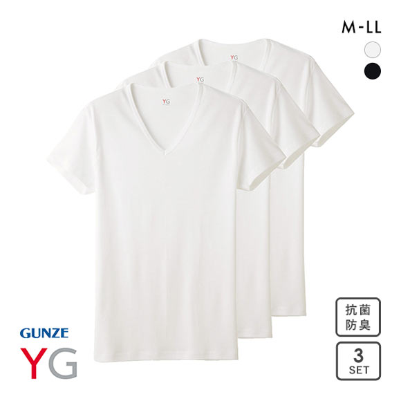 グンゼ GUNZE ワイジー YG コットン100％ Vネック Tシャツ メンズ 定番 ベーシック オールシーズン 三枚組