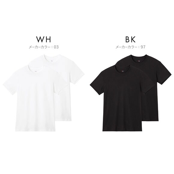 グンゼ YG コットン100％ 天竺 クルーネック Tシャツ 2枚セット メンズ インナー 大きいサイズ GUNZE ワイジー