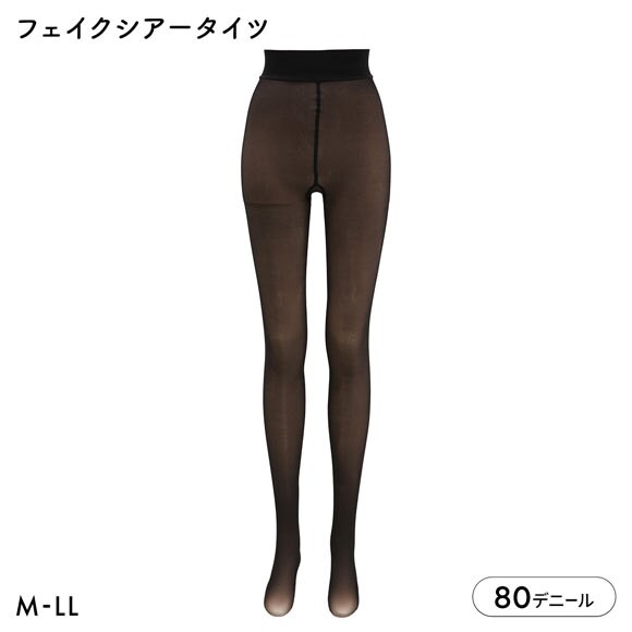 フェイクシアータイツ 80デニール ストッキング風タイツ 透け魅え あたたかい レディース