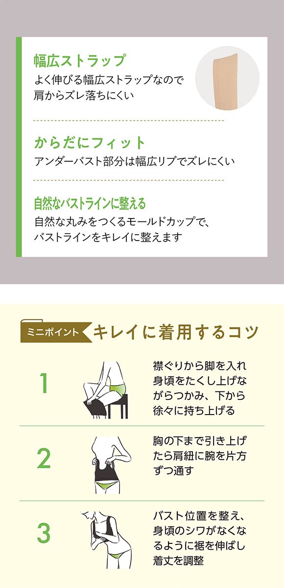 ルシアン 細くみせるインナー メッシュ カップ付 ハーフトップ Daily Liner M L LL 大きいサイズ 吸汗速乾 LECIEN PowerShape