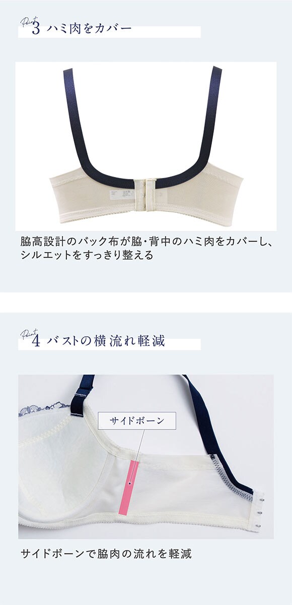 ルシアン 大きめバスト専用 コンパクト設計 4/5カップ ブラジャー EFG 脇高 脇肉 大きいサイズ グラマー LECIEN