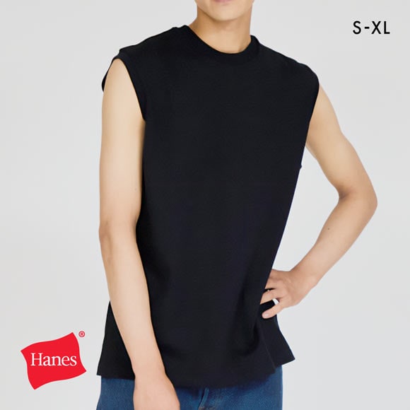 ヘインズ T-SHIRTS KURO スリーブレスTシャツ メンズ インナー 半袖 黒T HM3-B201 Hanes