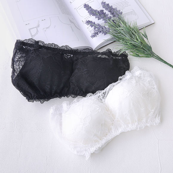 総レース チューブブラ 下厚パッド付き バンドゥブラ バンドゥ ブラカバー