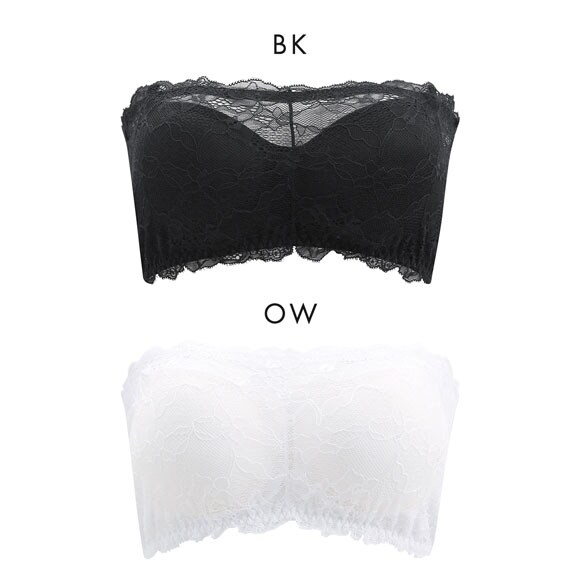 総レース チューブブラ 下厚パッド付き バンドゥブラ バンドゥ ブラカバー