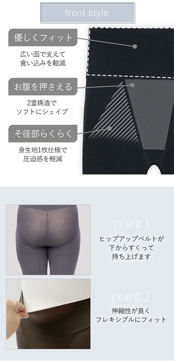 ゆきねえ 365綿混モアらく ヒップアップレギンス ガードル M-3L 補整 補正 サポート ぽっこりお腹 大きいサイズ ブラデリス