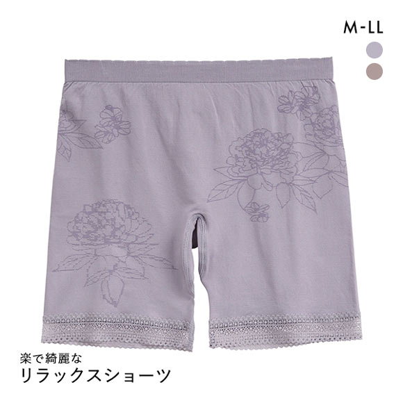 楽で綺麗なリラックスショーツ M L LL 成型 花柄ジャガード 2分丈 ショーツ なめらか 優しい 単品