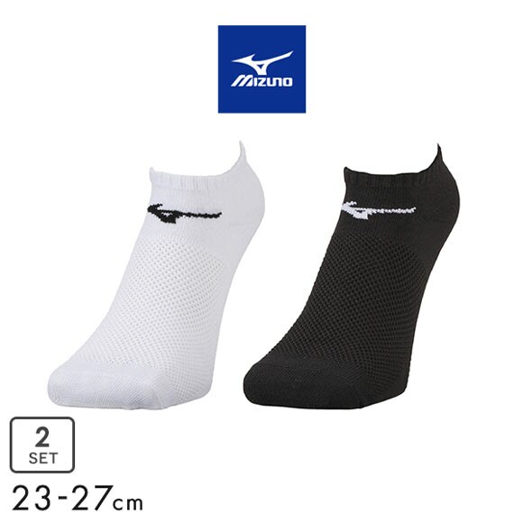 ミズノ MIZUNO ドライエアロフロー 2P ソックス アンクル丈 2足組 メンズ レディース 23-25cm 25-27cm