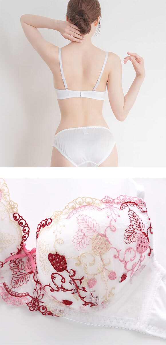 エレガント ロマンティックストロベリー ブラセット ABCDEF 大きいサイズ グラマー ブラジャー ショーツ セット Elegante