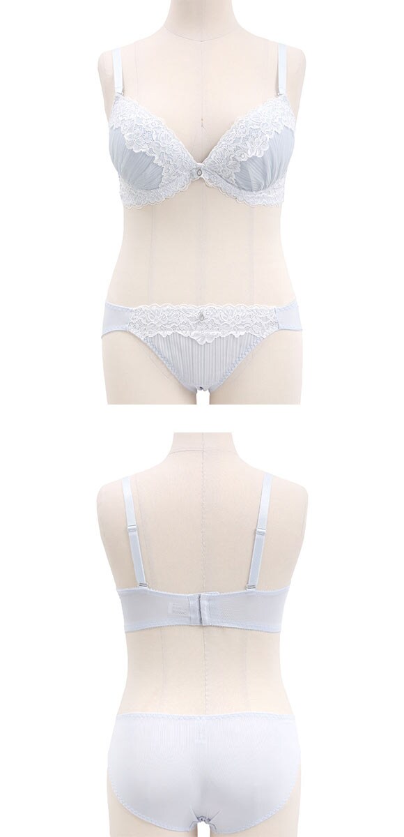 パンキュート プリーツチュールレース ブラセット CDEF80-95 脇寄せ 大きいサイズ グラマー 脇高 谷間 ブラジャー ショーツ PANCUTE