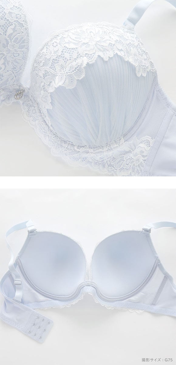 パンキュート プリーツチュールレース ブラセット GHI65-95 脇寄せ 大きいサイズ グラマー 脇高 谷間 ブラジャー ショーツ PANCUTE