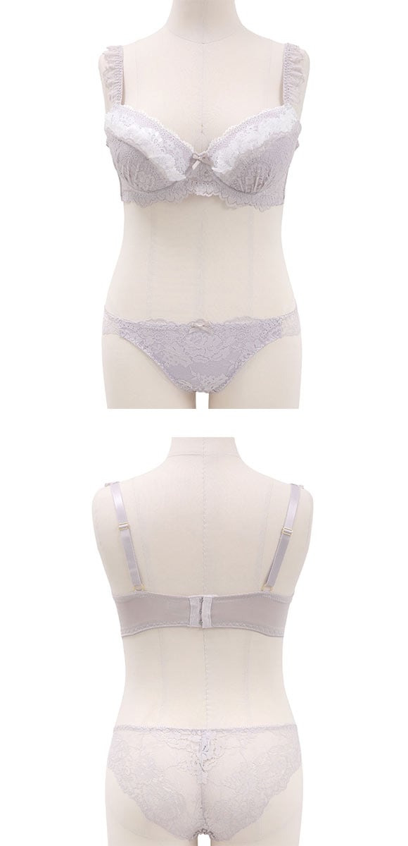 エレガント レーシーペタルフリル ブラセット GHI65-95 大きいサイズ グラマー 脇寄せ 脇肉 ブラジャー ショーツ セット Elegante