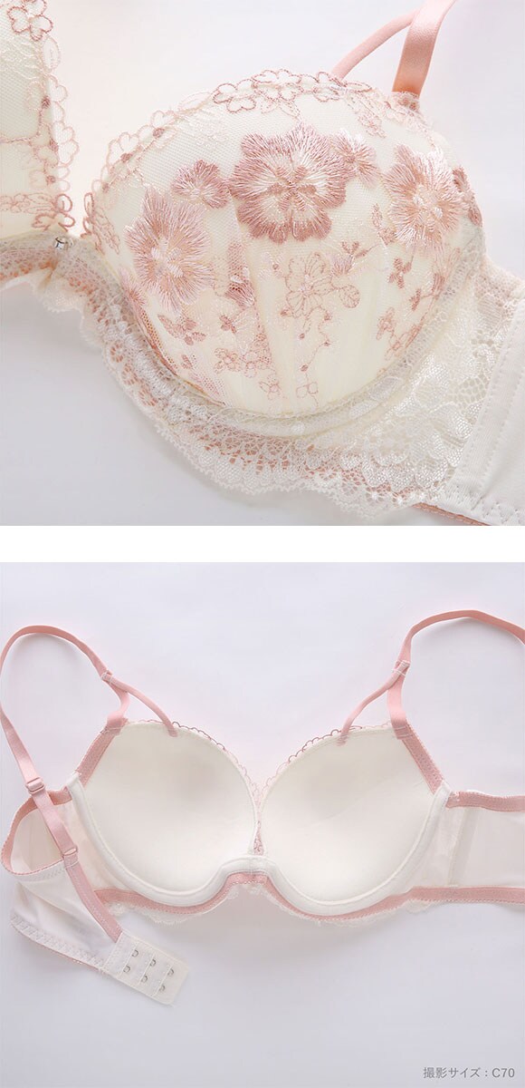 パンキュート 脇肉を谷間に変える脇高ブラ アンティークレース ブラセット ABCDEF 盛り胸 谷間 ブラジャー ショーツ セット Pan Cute