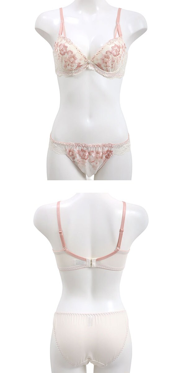 パンキュート 脇肉を谷間に変える脇高ブラ アンティークレース ブラセット ABCDEF 盛り胸 谷間 ブラジャー ショーツ セット Pan Cute