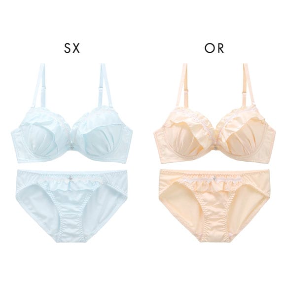 パンキュート 脇肉を谷間に変える脇高ブラ マットサテンフリル ブラセット ABCDEF 盛り胸 谷間 グラマー アンダー大きいサイズ