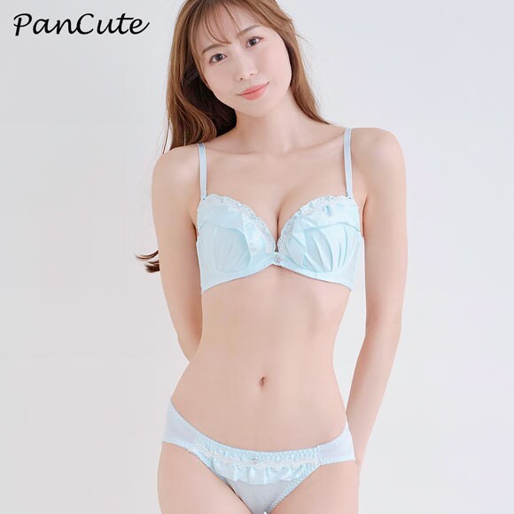 パンキュート 脇肉を谷間に変える脇高ブラ マットサテンフリル ブラセット CDEF80-95 脇寄せ グラマー アンダー大きいサイズ