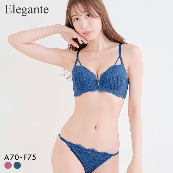 エレガント 脇肉を谷間に変える脇高ブラ グレイスストリング ブラセット ABCDEF グラマー ブラジャー ショーツ セット Elegante