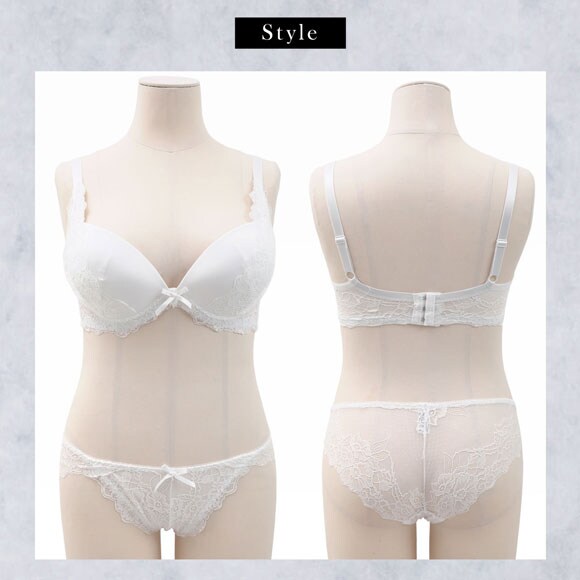 再販 エレガント 脇肉を谷間に変える脇高ブラ 盛胸 レディフラワーレース ブラセット GHI65-95 グラマー 育乳 Wパッド 激盛 盛り胸 寄せ上げ Elegante