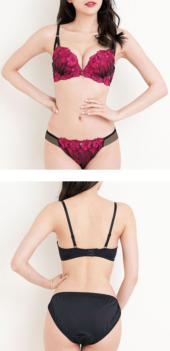 再販 エレガント グロリアスローズ ブラセット ABCDEF 大きいサイズ グラマー 盛り ブラジャー ショーツ セット 脇寄せ L字 谷間 盛り胸 パッド内蔵 Elegante