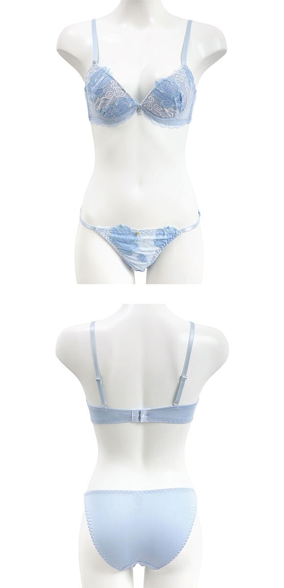 エレガント ロージー刺繍 ブラセット ABCDEF グラマー アンダー大きいサイズ 脇肉 谷間 美胸 L字 谷間 盛り胸 パッド内蔵 Elegante