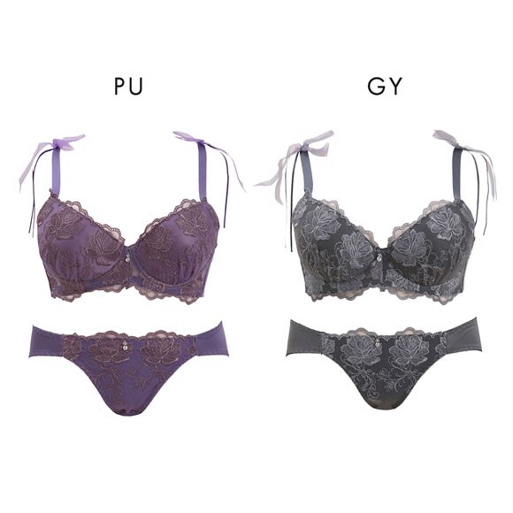 エレガント ロージーレースリボン ブラセット CDEF80-95 大きいサイズ グラマー 盛り 脇寄せ 着やせ 谷間 盛り胸 寄せ上げ Elegante