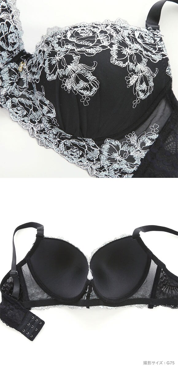エレガント ノーブルロージーレース ブラセット GHI65-95 盛り胸 大きいサイズ グラマー 谷間 ブラセット ブラジャー ショーツ Elegante