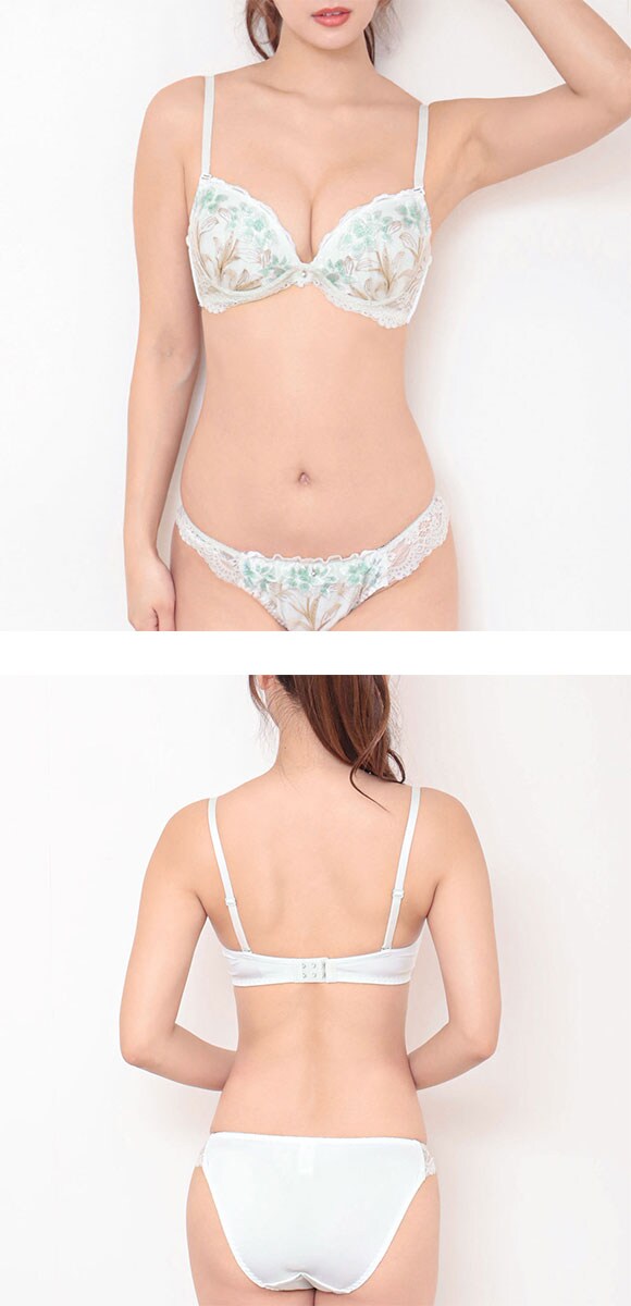 エレガント ペールアイリス ブラセット ABCDEF 大きいサイズ グラマー 盛り ブラジャー ショーツ セット 脇寄せ L字 谷間 Elegante