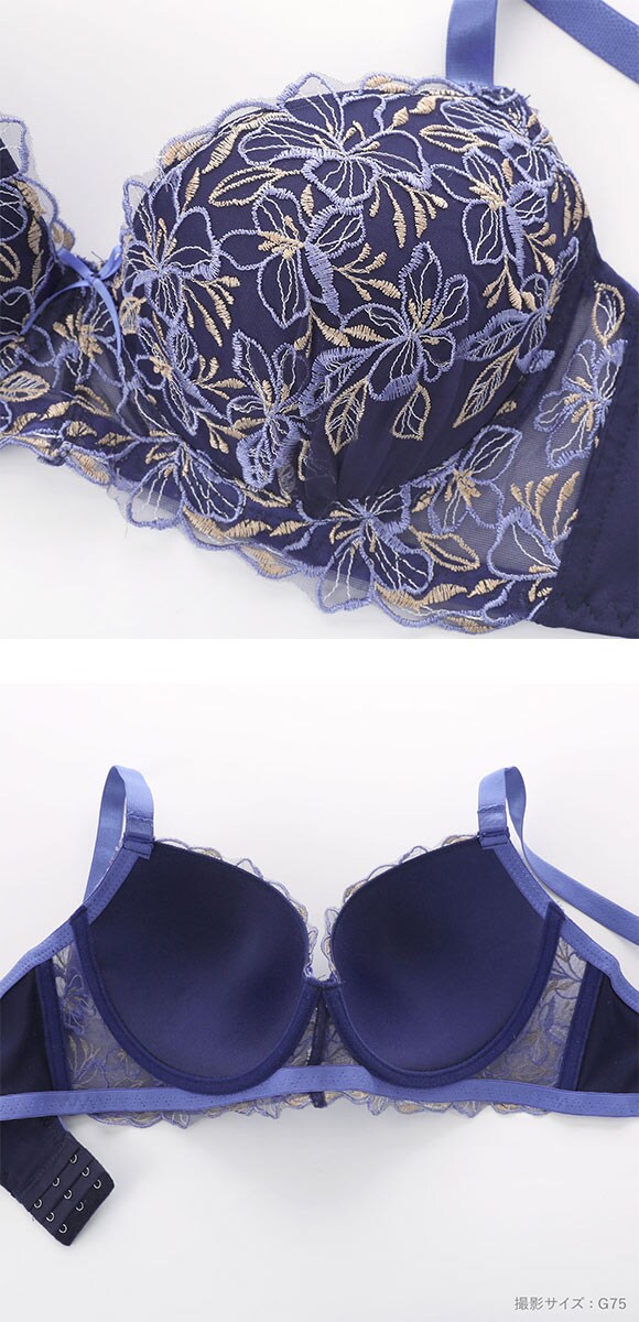 エレガント フラワーガーデン ブラセット GHI65-95 大きいサイズ グラマー ブラジャー ショーツ セット まる胸 パッド内蔵 Elegante