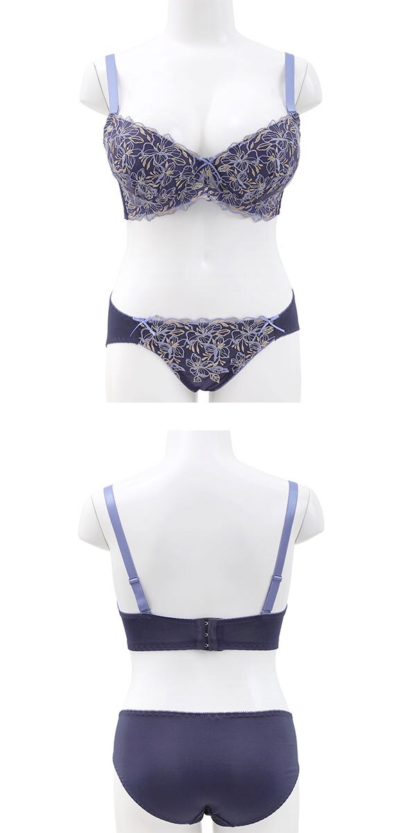 エレガント フラワーガーデン ブラセット GHI65-95 大きいサイズ グラマー ブラジャー ショーツ セット まる胸 パッド内蔵 Elegante