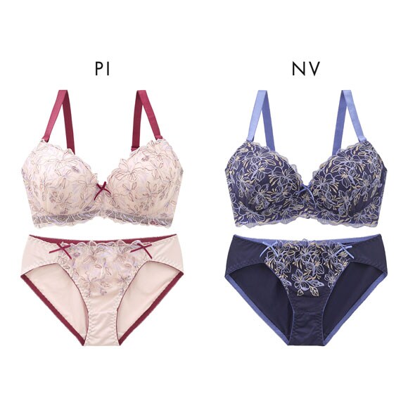 エレガント フラワーガーデン ブラセット GHI65-95 大きいサイズ グラマー ブラジャー ショーツ セット まる胸 パッド内蔵 Elegante