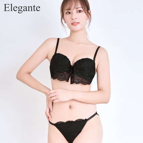 エレガント カバーレーシー ブラセット ABCDEF 大きいサイズ グラマー 盛り 下厚パッド ブラジャー ショーツ セット Elegante