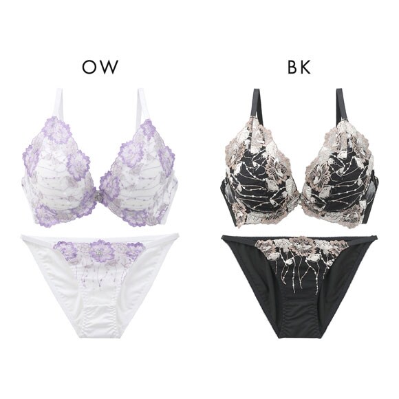 エレガント プランジ風ブルームレース ブラセット ABCDEF 美胸 大きいサイズ グラマーサイズ 盛り胸 谷間 脇寄せ セット Elegante