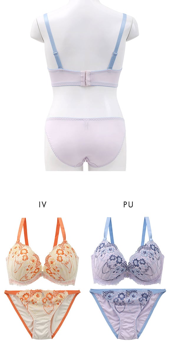 エレガント パピヨンフルール ブラセット CDEF80-95 大きいサイズ グラマー 谷間 まる胸 ブラジャー ショーツ Elegante