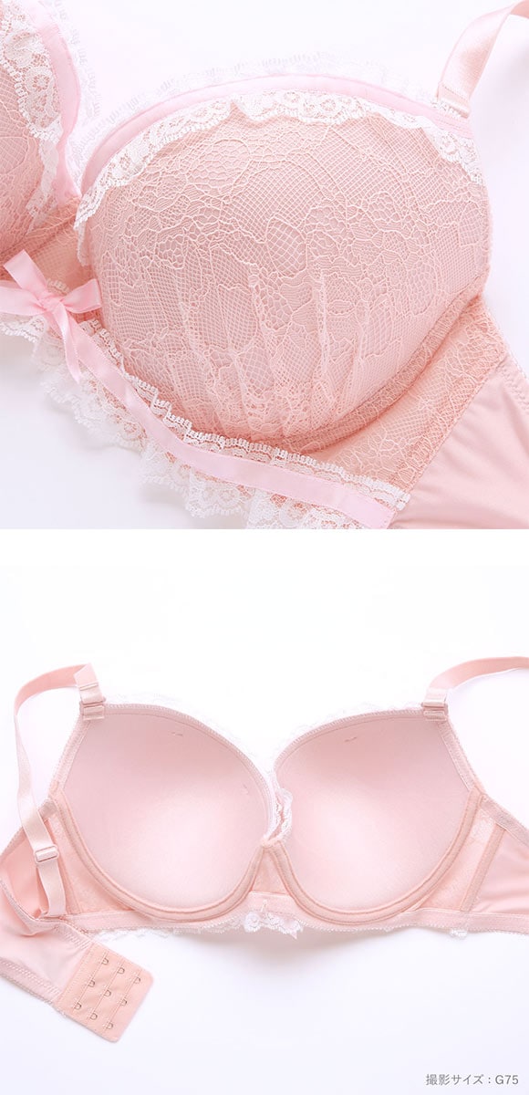 パンキュート レースフリルフェミニン ブラセット GHI65-95 大きいサイズ グラマー ブラジャー ショーツ セット PANCUTE