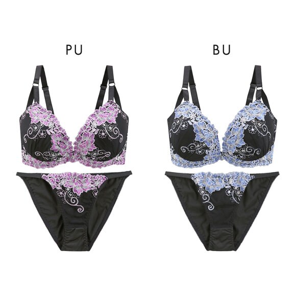 エレガント 脇肉を谷間に変える脇高ブラ ダリアレース ブラセット CDEF80-95 大きいサイズ 脇寄せ 盛り 美胸補正 育乳 Elegante