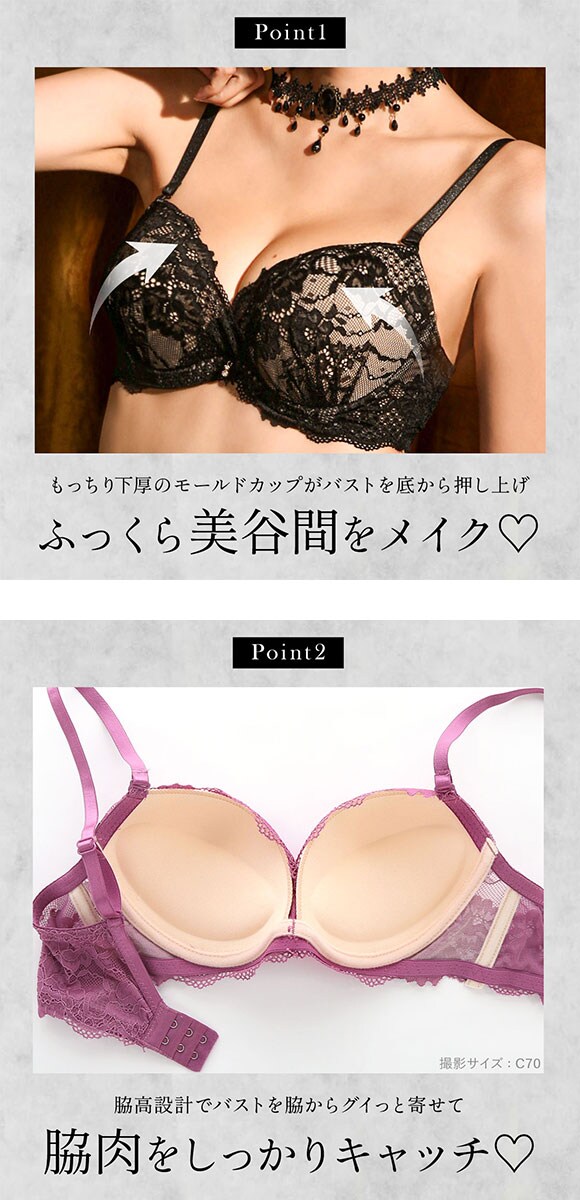 エレガント 脇肉を谷間に変える脇高ブラ グラマラスレーシー ブラセット ABCDEF 大きいサイズ グラマー 盛り胸 寄せ上げ ブラジャー ショーツ 脇寄せ