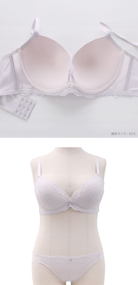 エレガント 脇肉を谷間に変える脇高ブラ シアーレース ブラセット CDEF80-95 大きいサイズ グラマー ブラジャー ショーツ セット Elegante
