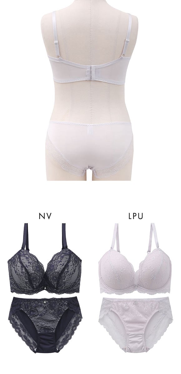 エレガント 脇肉を谷間に変える脇高ブラ シアーレース ブラセット GHI65-95 大きいサイズ グラマー ブラジャー ショーツ セット Elegante