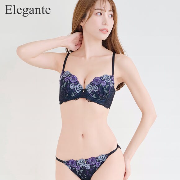 エレガント 脇肉を谷間に変える脇高ブラ クラシックローズ ブラセット CDEF80-95 大きいサイズ グラマー ブラジャー セット Elegante