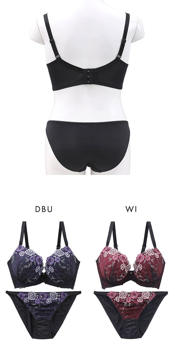 エレガント 脇肉を谷間に変える脇高ブラ クラシックローズ ブラセット CDEF80-95 大きいサイズ グラマー ブラジャー セット Elegante