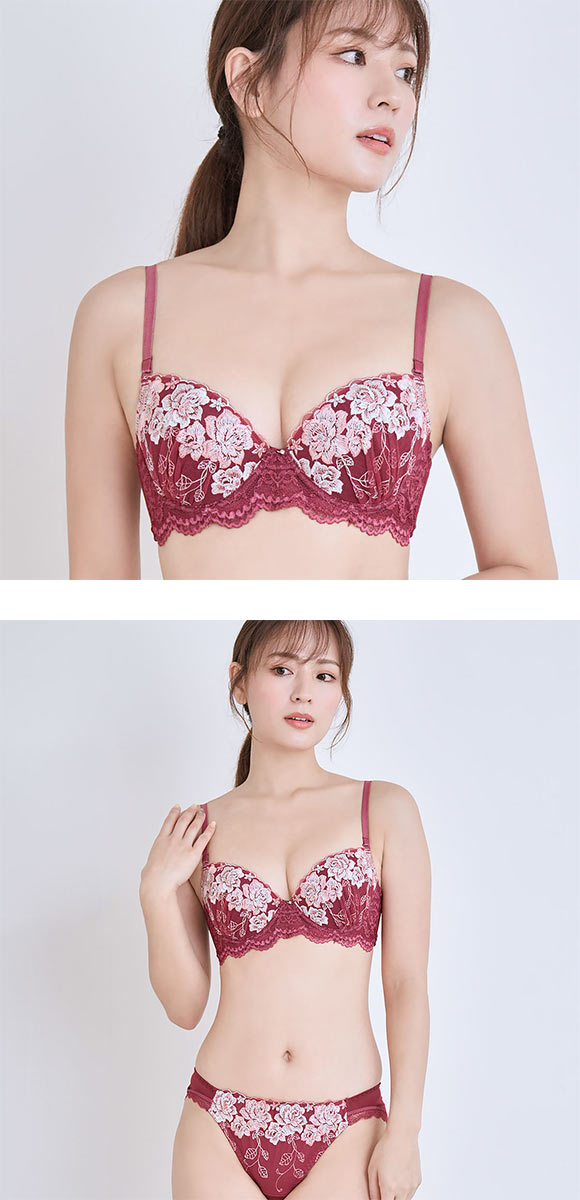 パンキュート らくちんソフトワイヤー グロッシーローズ ブラセット CDEF80-95 グラマー アンダー大きいサイズ 脇肉 谷間 美胸