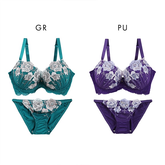 エレガント 脇肉を谷間に変える脇高ブラ グレイスフルローズ ソフトワイヤー ブラセット GHI65-95 ブラジャー ショーツ セット Elegante