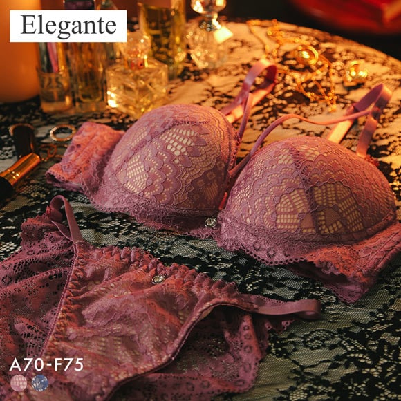 エレガント 脇肉を谷間に変える脇高ブラ クロスストリング ソフトワイヤー ブラセット ブラセット ABCDEF ブラジャー ショーツ セット 脇寄せ Elegante