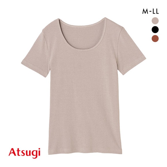 アツギ ATSUGI my cotton 綿100％ 3分袖インナー 半袖 レディース クルーネック M L LL