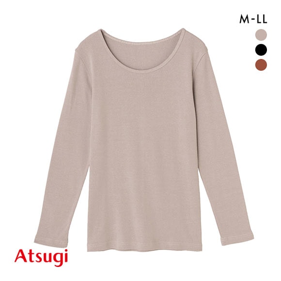 アツギ ATSUGI my cotton 綿100％ 10分袖インナー 長袖 レディース クルーネック M L LL