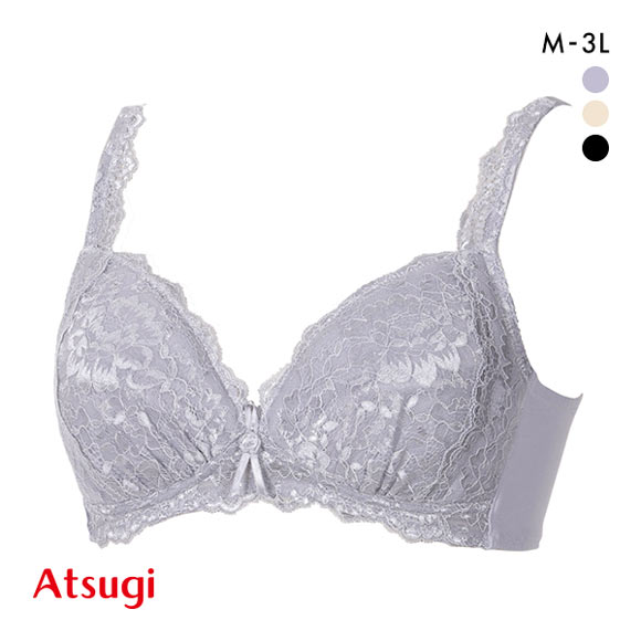 アツギ ATSUGI ラシェール ふんわりカップ ノンワイヤー ブラジャー 綿混 大きいサイズ 単品